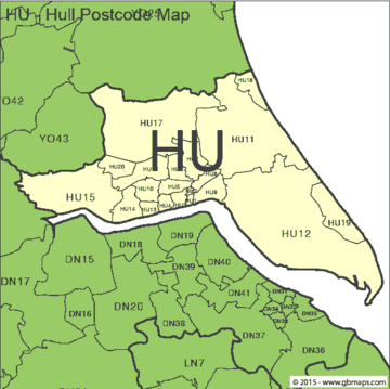 Hu hull postcode district map hu hull postcode district map