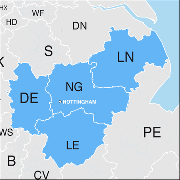 Nottingham area map