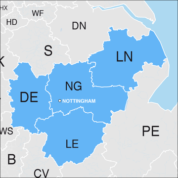 Nottingham area map Nottingham area map
